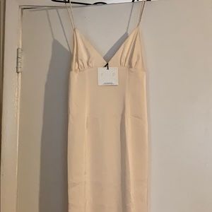 Fame and Partners satin slip dress. NWT CHAMPAGNE